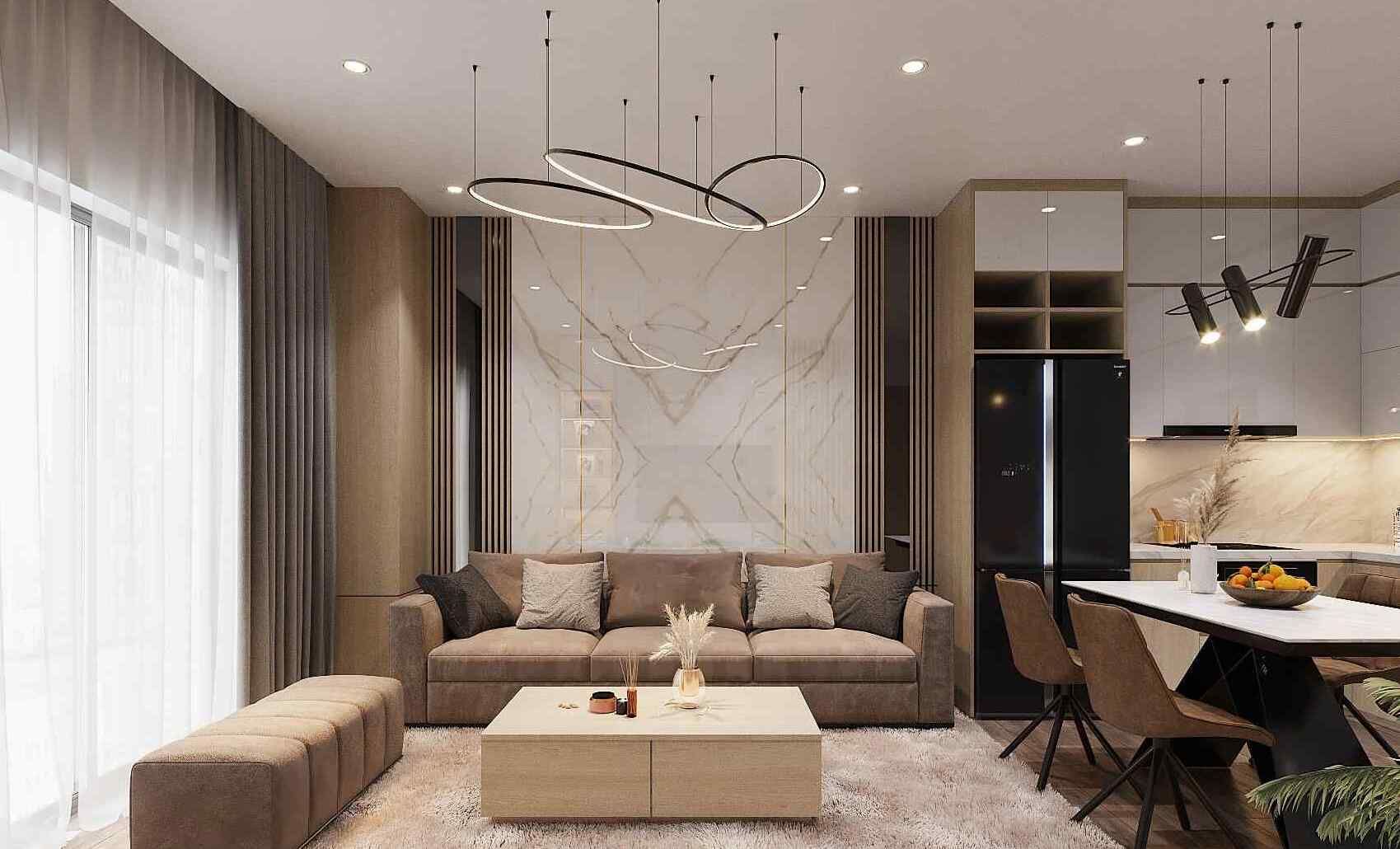 Dự án thiết kế nội thất chung cư 68m2 hiện đại tại Mipec Riverside